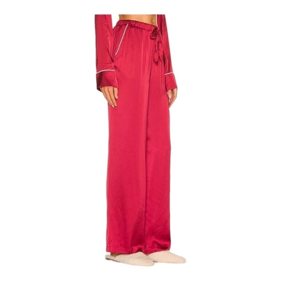 Privacy Please Satin Pajama Pant Revolve Cloe Lounge Pant in Merlot Wide Leg XL - Picture 2 of 6